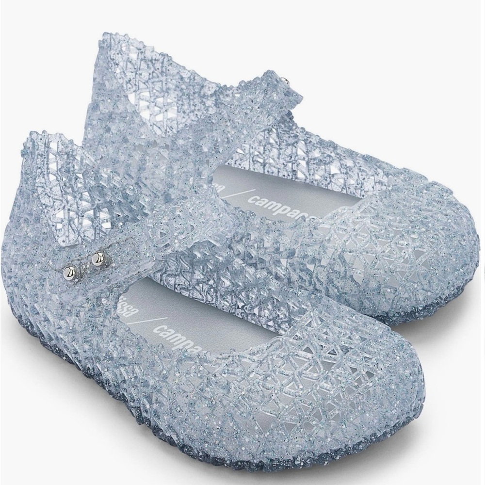 Mini Melissa Campana Mary Jane Glitter Jelly Shoes - Clear